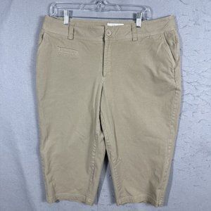 CJ Banks Dress Pants Capri Crop Women's Plus Size 16W Stretch Beige